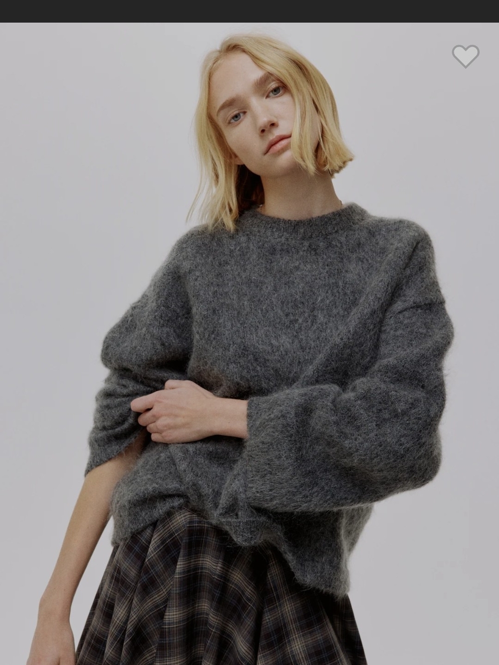 H&M Mohair Blend Crewneck Sweater in Charcoal Gray